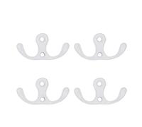 WDONAY 4 ganchos blancos de doble punta para bata, ganchos de pared de aleación de zinc, ganchos para abrigos, llaves, toallero con tornillos para entrada, baño, baño