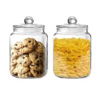 WDOPEN Tarro de vidrio para galletas, tarros de vidrio grandes con tapas, recipientes transparentes herméticos para galletas, dulces, harina, azúcar, café, juego de 2
