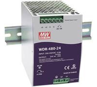 WDR-480-24 - Fuente de alimentación conmutada DIN 480W 180-550VAC/254-780VDC Salida 24V-20A - MEAN WELL