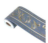 WDragon Borde de pared con diseño floral para decoración del hogar, baño, cocina, 4 pulgadas x 16.4 pies (azul marino)