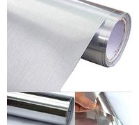 WDragon Vinilo adhesivo plateado con aspecto de metal, resistente al agua, antigrasa, revestimiento metálico para estante de cocina, lavavajillas, horno, nevera, 40 x 200 cm