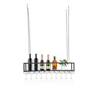 WDRENTOOL Casier à vin suspendu, Range bouteilles Avec Porte-verre, étagère à vin de plafond, capacidad 75 kg, Vintage Noir, Pour Cuisine, bar, cave
