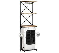 WDSAYREH Armario para vino de madera de mango rugosa de 49 x 31 x 172 cm con 2 estantes y 9 soportes para botellas, diseño de tractor de madera antigua, ideal para guardar vino ordenado