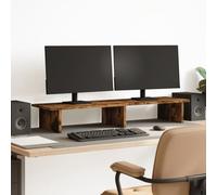 WDSAYREH Soporte para monitor de madera de roble ahumado, 100 x 27 x 15 cm, práctico elevador de monitor con amplio espacio para libros, teclado y portátil, fácil de limpiar, superficie lisa