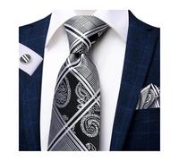 WDSBZNB Corbatas de Hombre Corbata de seda Hi-Tie for hombre, elegante corbata, pañuelo bolsillo, gemelos, accesorio boda for novio(Style 36)