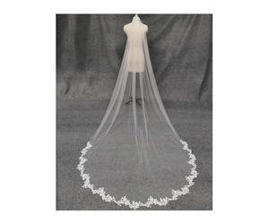 WDSBZNB Velo de Novia con Apliques de Encaje - 3 Metros de Largo 1,5 M de Ancho con Peine - una Capa Blanco Marfil Suave Tul Accesorios de Boda (Ivory)