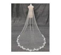 WDSBZNB Velo Novia Apliques de Encaje 3Meters de Largo 1,5 M de Ancho Velo de Novia con Peine una Capa Blanco Marfil Suave Tul Velo de Novia Accesorios de Boda(White)