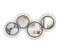 WDSHIYI 4 espejos de pared negros, juego de espejos redondos con marco de metal, espejos decorativos modernos para sala de estar, dormitorio, baño, entrada, 40 x 80 cm, decoración del hogar