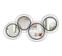 WDSHIYI Juego de 4 espejos redondos con marco de metal negro, espejos decorativos modernos para sala de estar, dormitorio, baño, entrada, 50 x 100 cm, decoración del hogar