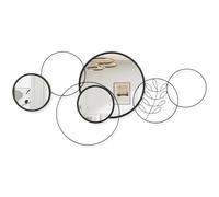 WDSHIYI Juego de 4 espejos redondos de pared con marco de metal negro, espejos decorativos modernos para sala de estar, dormitorio, entrada, baño, 40 x 80 cm, decoración del hogar