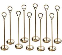 WDSOPK 10Pcs Table Numbers Stands, Golden Stainless Steel Place Card Holders For Weddings and Party, 4/6/8/10 Inch Round Shape Table Number Holders Picture Note Holder (4 Inch)(Black-A50Cm)