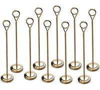 WDSOPK 10Pcs Table Numbers Stands, Golden Stainless Steel Place Card Holders For Weddings and Party, 4/6/8/10 Inch Round Shape Table Number Holders Picture Note Holder (10 Inch(Black-A35Cm)