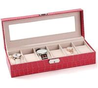 WDSOPK -188 Red Jewelry Box Fashionable and Exquisite Selected Leather Smooth and Delicate Wear Resistant and Durable Used To Put The Watch(White-3+0)