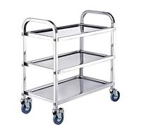 WDSOPK 3 Layer Tea Cart Serving Trolley Stainless Steel Dining Cart Rolling Storage Dining Cart Hotel Dessert Tool Cart Mobile Hotel & Restaurant Furnishing Furniture