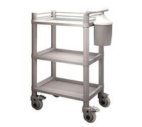 WDSOPK 3 Tier Abs Beauty Salon Cart with Dirt Basket Mobile Medical Equipment Cart with Brake Wheel Hairdresser Utility Rolling Trolley