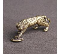 WDSOPK Adornos De Latón para Peceras, Esculturas Y Estatuas, Esculturas para El Hogar, Escultura De Cabeza, Estatua, Llavero De Coche De Tigre De Cobre, Figuras De TIG