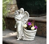 WDSOPK Angel Hugging Bouquet Ornaments Plant Pot Outdoor Planter Garden Yard Decor Angel Statue(Left)