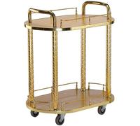 WDSOPK Bar Serving Cart For Hotel Business Restaurant, Metal Storage Trolley Rolling Cart Durable Serving Drinks Bar Cart with 2 Shelves, Serving Kitchen Trolley with 4 Casters