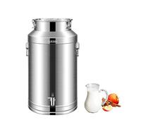 WDSOPK Bidón De Leche Sellado, Bidón De Acero Inoxidable para Transporte Agrícola, Bidón para Almacenar Leche, Cubo para Vino, Barril, Jarra, Recipiente para Lácteos (Plata-28L)