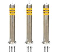 WDSOPK Bolardos de entrada resistentes, paquete de 3 postes de barrera de estacionamiento, postes de seguridad fijos para advertencia de distancia, bolardo de seguridad de metal, 23.6 pulgadas de