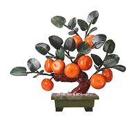 WDSOPK Bonsái artificial Feng Shui Jade tallado de naranjo bonsái estilo chino para riqueza y suerte, sala de estar, mueble de TV, bonsái, porche, decoración para el hogar y la oficina