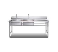 WDSOPK Fregadero Comercial De Un Solo Seno para Hostelería con Grifo Individual De Agua Fría De Pie para Lavadero De Garaje Y Restaurante Al Aire Libre. Doble Seno De 175 *