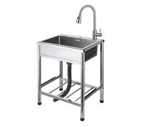 WDSOPK Fregadero Comercial Grande De Un Solo Seno para Garaje, Lavadero, Restaurante Al Aire Libre, Estación De Trabajo Interior De Pie para Lavar En El Patio Trasero, 75 *(D-68 * 45 Cm)