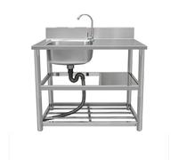 WDSOPK Fregadero De Exterior Independiente con Grifo Colador, De Calidad Comercial, De Un Solo Seno, Ideal para Garaje, Lavadero, Restaurante Al Aire Libre, 100X50X80Cm.(C-100 * 50 * 80 Cm)