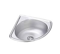WDSOPK Fregadero triangular de acero inoxidable montado en la pared de un solo cuenco grueso y pequeño para cocina, baño, lavabo (plateado A1 (34 x 34 cm)