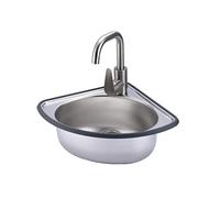WDSOPK Fregadero triangular de acero inoxidable montado en la pared de un solo cuenco grueso y pequeño para cocina, baño, lavabo (plateado B3 (34 x 34 cm)