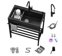 WDSOPK Fregadero Utilitario De Acero De Grado Comercial con Un Solo Seno Grande, Fregadero Independiente Mejorado para Cafetería, Restaurante, Bar, Hotel, Garaje, Lavanderí