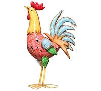 WDSOPK Garden Statues Garden Statues Decor Yard Art Animal Sculptures, Garden Decor Statues Wrought Iron Cock Creative Home Decor Accessories Hand-Painted Patio Yard Crafts Anim