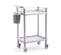 WDSOPK Gray 2-Tier Utility Rolling Cart For Beauty Salon/Medical, Equipment Trolley with Dirt Bucket,Mobile Care Cart,Load 70Kg Storage Beauty Serv