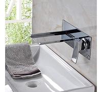 WDSOPK Grifo De Bañera De Latón Cromado para Montaje En Pared, Grifo De Baño con Cascada, Caño Led, Mezclador Monomando para Lavabo De Tocador, Grifo De Agua