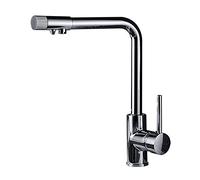 WDSOPK Grifo De Cocina con Adornos, 3 Vías, para Agua Potable, Agua Caliente Y Fría, 3 En 1, Giratorio, De Latón, para Fregadero De Cocina, con Escultura Cromada (Cromo A)