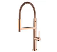 WDSOPK Grifo De Cocina con Doble Caño, Grifo De Latón Macizo con Resorte para Fregadero con Rociador Extraíble, Grifo Mezclador Monomando De Arco Alto para Agua Fría Y(Oro Rosa)