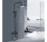 WDSOPK Grifo de ducha LED de latón negro, cabezal de lluvia, válvula mezcladora caliente y fría, grifo mezclador de baño, grifos de bronce