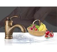 WDSOPK Grifo De Lavabo con Acabado De Latón Antiguo, Grifo Monomando para Lavabo De Agua Caliente Y Fría, Grifo De Lavabo Torneira Banheiro