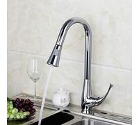 WDSOPK Grifos De Cocina De Dos Funciones, Mezcladores De Latón Macizo con Acabado Cromado, Grifos De Caño Giratorio con Accionamiento Hidráulico, Grifo Extraíble para Fregadero De Recipiente