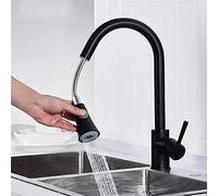 WDSOPK Grifos De Cocina Grifo De Cocina Grifo De Latón Negro Mate Grifo para Fregadero Grifos Extraíbles De Una Mano Rociador Dos Opciones Caño Cocina Agua Caliente Y Fría