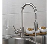 WDSOPK Grifos De Cocina Grifo Mezclador Monomando De Cocina Extensible De Latón con Placa De Cubierta De Níquel Cepillado