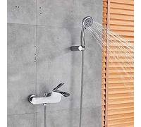 WDSOPK Grifos De Ducha De Bañera con Cascada De Cromo Blanco, Grifo Mezclador De Ducha De Baño De Una Sola Manija, Mezclador De Ducha Montado En La Pared