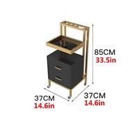 WDSOPK Hairdressing Trolley Beauty Salon Professional Tool Cart with Hair Dryer Storage Rack 2 Drawers Guardrail High End Utility Cart(Gold+Black)