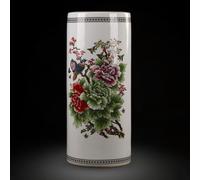 WDSOPK Jarrón De Cerámica Pintado A Mano para Decoración del Hogar. Jarrón Cilíndrico Estilo Chino para Flores. Decoración Moderna para Aulas,Baños,Dormitorios,Coci(A-18 * 46Cm)