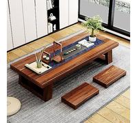 WDSOPK Mesa de té Japonesa de Tatami con 4 taburetes, Mesa de Centro Rectangular de Piso, mesas Grandes para sofá y Consola, Mesa Baja para Sentarse en el Piso, Muebles decorati,120x60x35cm