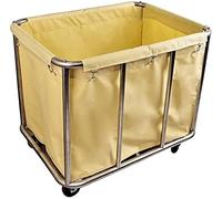 WDSOPK Movable Trolleys Laundry Basket Trolley Household Rolling Laundry Sorter with Large Bags Canvas Laundry Hamper Cart Heavy-Duty Metal Laundry,Blue(Beige)