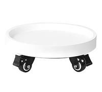 WDSOPK Mover macetas con ruedas, bandeja vertical circular para plantas con rodillos, soporte móvil portátil para flores para jardín, soporta 120-200 kg (blanco-36 cm)