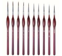WDSOPK Paint Brushes, 10 Pieces Fine Detail Miniature Painting Brushes Kit Mini Paints Brush Set For Acrylic, Watercolor, Oil, Face, Nail Painting Brushes(One Color-Red 10Pcs)