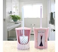 WDSOPK Portaescobillas Y Portaescobillas Juego De Escobilla De Baño con Base Cepillo De Baño De Mango Largo De Pelo Suave Cepillo De Limpieza De Baño Productos De Baño(A)