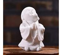 WDSOPK Sandstone Buddha Sculptures Praying Buddha Small Statue Fengshui Maitreya Craft Home Decor Ornament Figurine White Beige Buda(B)